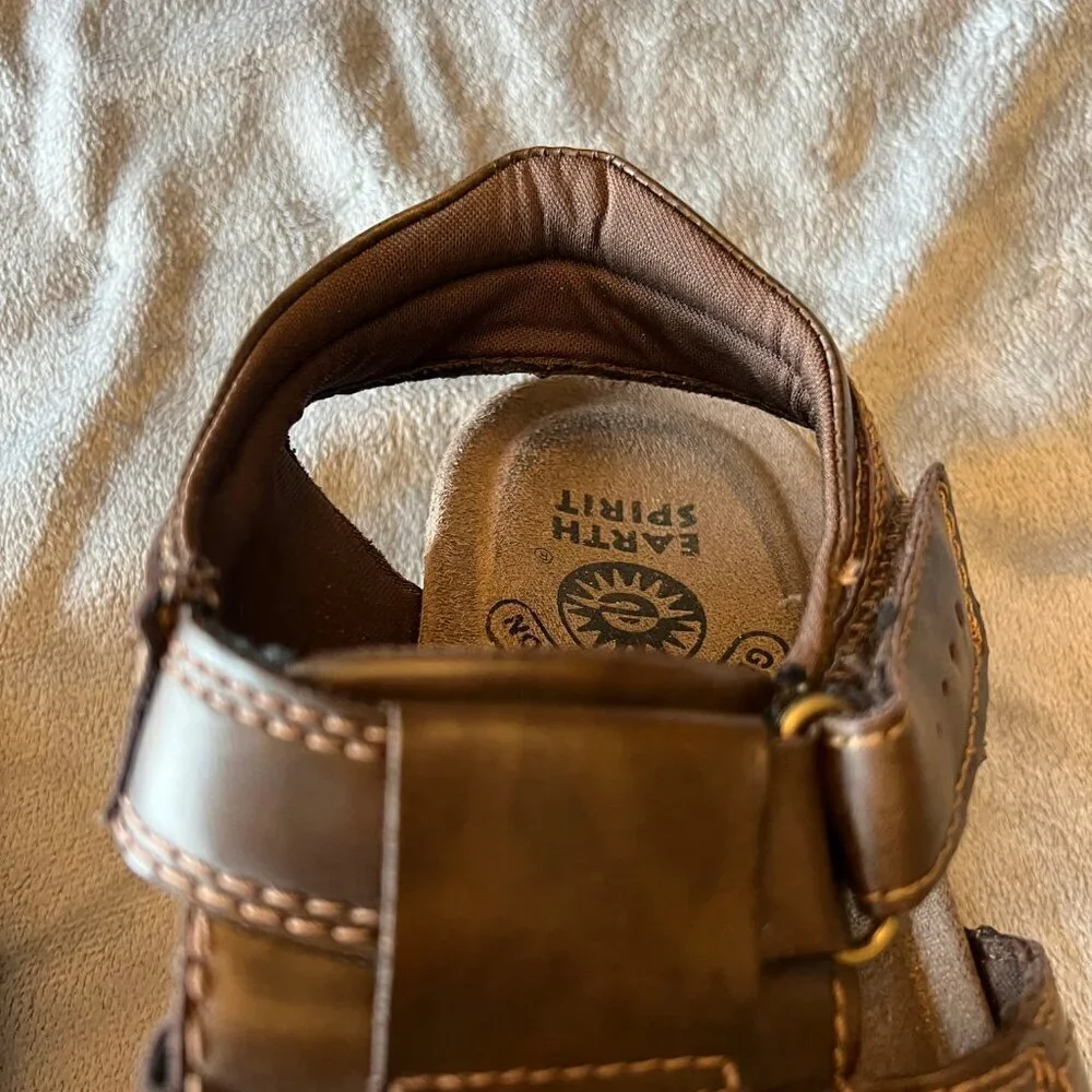 Men's Earth Spirit Brown Fisherman Strap Casual Sandals, Size 9